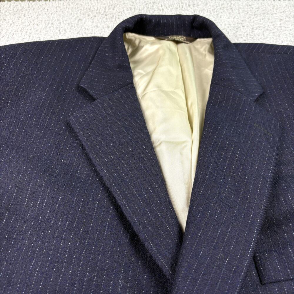 Paul Stuart Blazer Mens 42L Blue Wool Coat Pinstripe Suit Jacket Lined - Picture 4 of 15